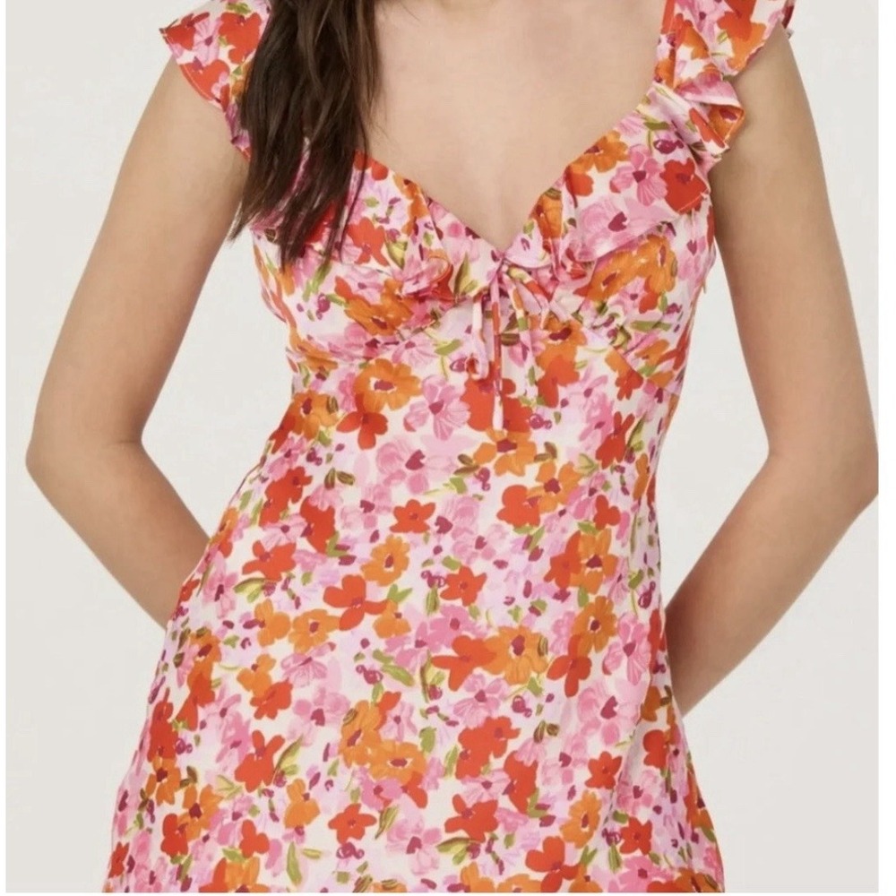 ASTR the Label Mini Dress Womens Pink Multi Floral Ruffle Tie ADR102977-003